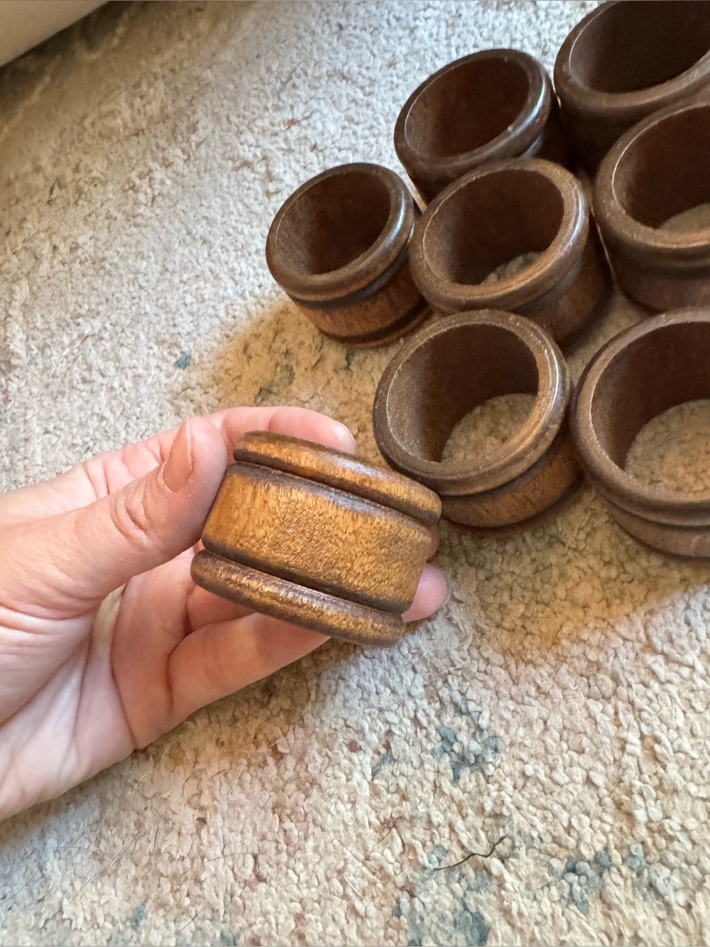 Wooden Napkin Rings - Brown Rustic Set- vintage